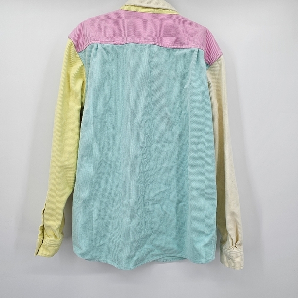 Teddy Fresh Colorblock Pastel Corduroy Long sleeve Button Down Mens XL - Picture 2 of 7